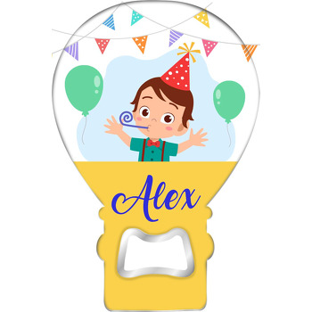 Parti Zamanı Erkek Çocuk Temalı Balon Ahşap Magnet 
