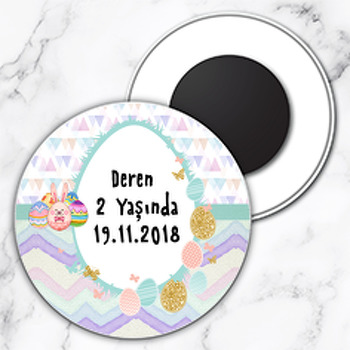 Paskalya Temalı Daire Plastik Magnet