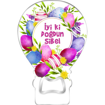 Paskalya Yumurtaları ile Çerçeve Temalı Balon Ahşap Magnet 