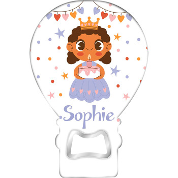 Pastalı Prenses ile Kalp Banner Temalı Balon Ahşap Magnet 