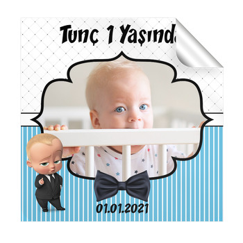 Patron Bebek Kapitone Fon Temalı Kare Etiket
