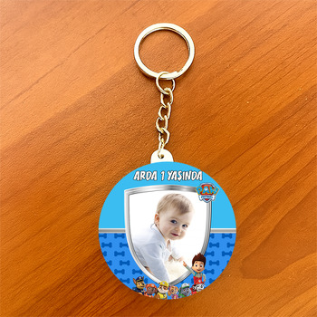Paw Patrol Mavi Temalı Resimli Daire Plastik Anahtarlık