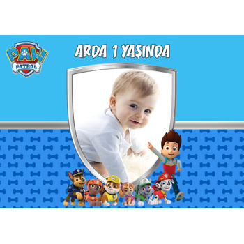Paw Patrol Mavi Temalı Resimli Doğum Günü Amerikan Servis