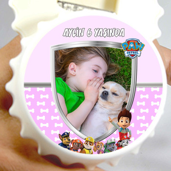 Paw Patrol Pembe Temalı Resimli Kapak Şekilli Magnet Açacak