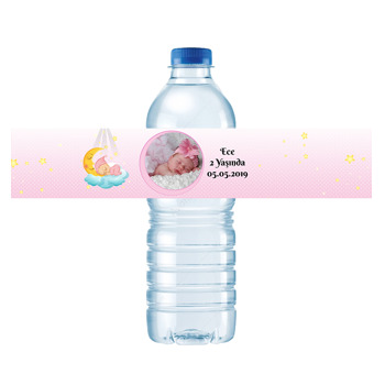 Pembe Aydede Temalı Su Şişesi Etiketi