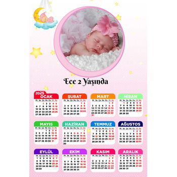 Pembe Aydede Temalı Takvim Magnet