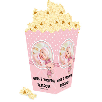 Pembe Ayı Temalı Popcorn Kutusu