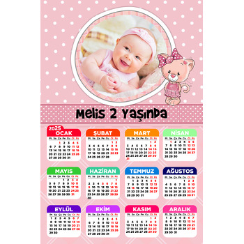 Pembe Ayı Temalı Takvim Magnet