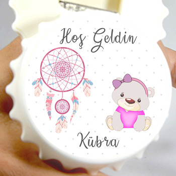 Pembe Ayıcık ve Rüya Kapanı Temalı Kapak Şekilli Magnet Açacak