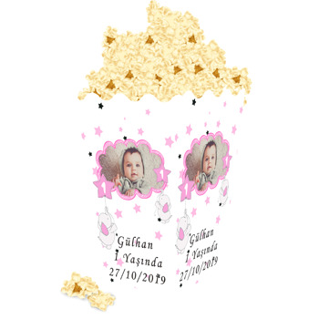 Pembe Baby Fil Temalı Popcorn Kutusu