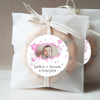 Pembe Baby Fil Temalı Resimli Sticker