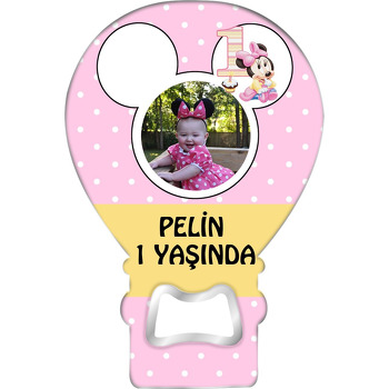 Pembe Baby Mickey Temalı Balon Magnet Açacak