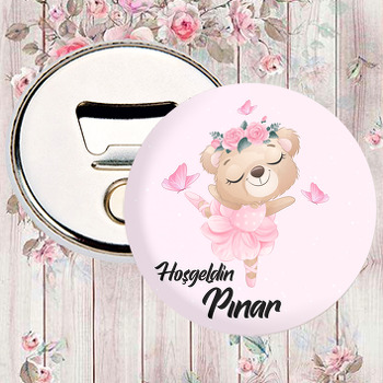 Pembe Balerin Ayıcık Temalı Magnet Açacak