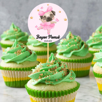 Pembe Balerin Köpek Temalı Parti Kürdan Süs