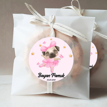 Pembe Balerin Köpek Temalı Sticker