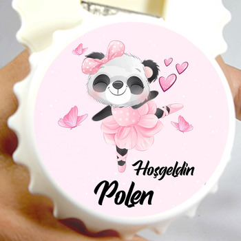 Pembe Balerin Panda Temalı Kapak Şekilli Magnet Açacak