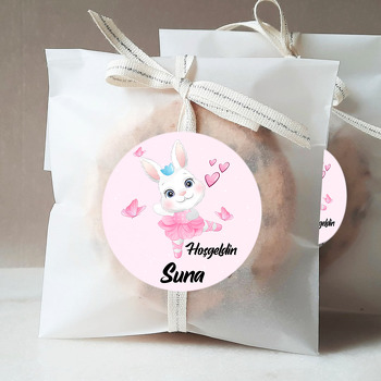 Pembe Balerin Tavşan Temalı Sticker