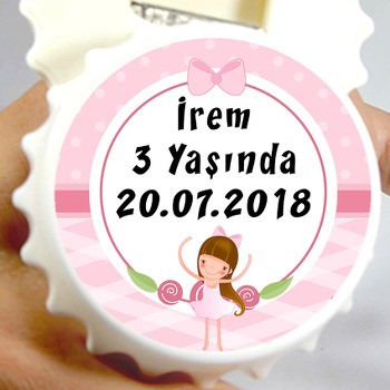 Pembe Balerin Temalı Kapak Şekilli Magnet Açacak