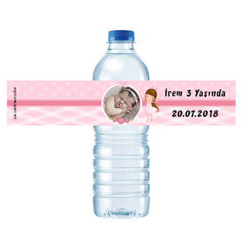 Pembe Balerin Temalı Su Şişesi Etiketi