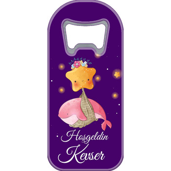 Pembe balina ile Yıldız Mor Fonda Temalı Uzun Magnet Açacak