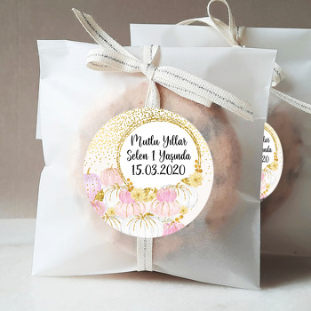 Pembe Balkabağı Temalı Doğum Günü Sticker