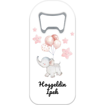 Pembe Balonlu Fil ile Yıldızlar Temalı Uzun Magnet Açacak