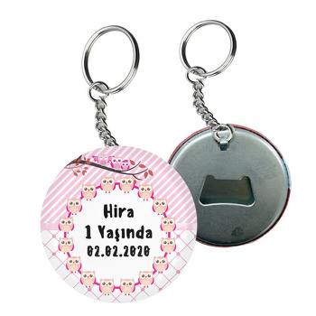 Pembe Baykuş Temalı Arkası Açacak Anahtarlık