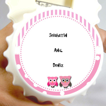 Pembe Baykuşlar Temalı Kapak Şekilli Magnet Açacak