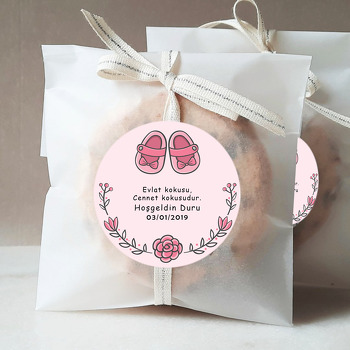 Pembe Bebek Ayakkabı Temalı Hoşgeldin Bebek Sticker