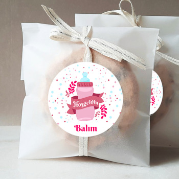 Pembe Biberon Temalı Hoşgeldin Bebek Sticker