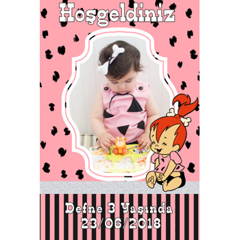 Pembe Çakıl Temalı Doğum Günü Afiş