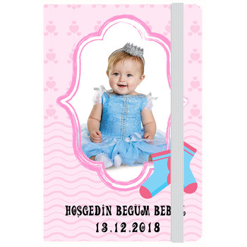 Pembe Çerçeve Baby Ayakkabı Temalı Kişiye Anı Özel Defter