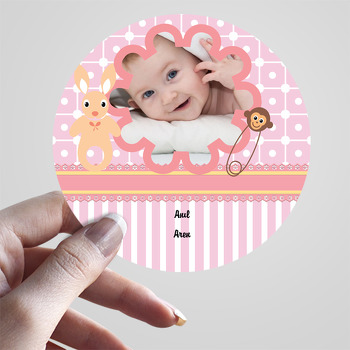 Pembe Çerçeve Temalı Hoşgeldin Bebek Sticker