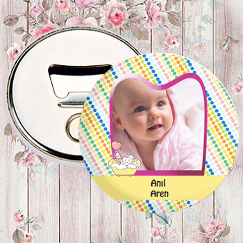 Pembe Çerçeveli Diş Temalı Fotoğraflı Magnet Açacak