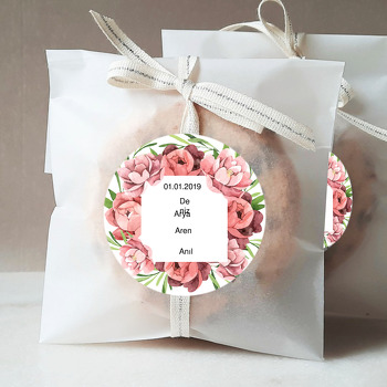 Pembe Çiçekler 3 Temalı Söz Nişan Nikah Sticker