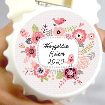 Pembe Çiçekler  Temalı Kapak Şeklinde Magnet Açacak