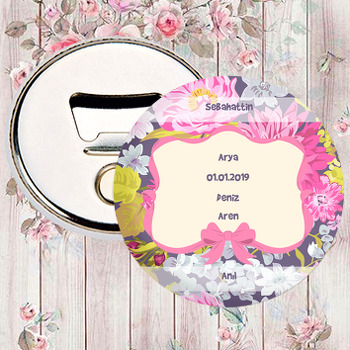 Pembe Çiçekler Temalı Magnet Açacak
