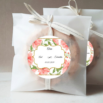 Pembe Çiçekli Simli Çerçeve Temalı Söz Nişan Nikah Sticker