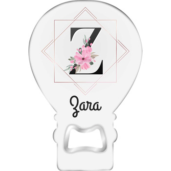 Pembe Çiçekli Siyah Z Harf Temalı Balon Magnet Açacak
