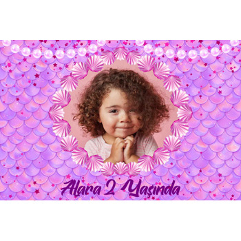 Pembe Deniz Kabuğu Temalı Doğum Günü Plastik Magnet