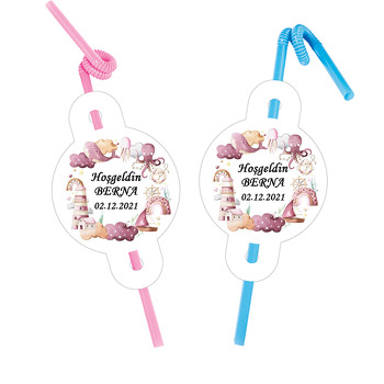 Pembe Denizci Temalı Pipet ve Kartı