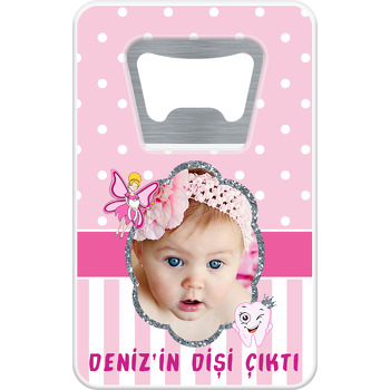 Pembe Diş Buğdayı Temalı Dikdörtgen Magnet Açacak