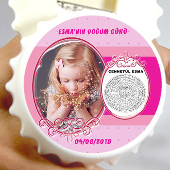 Pembe Dua Cennetül Esma Temalı Kapak Şekilli Magnet Açacak