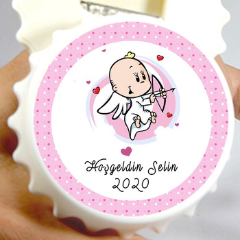Pembe Eros Bebek Temalı Kapak Şeklinde Magnet Açacak