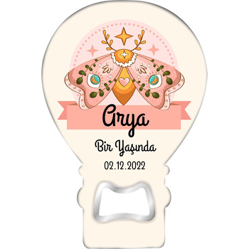 Pembe Etnik Kelebek Temalı Balon Magnet Açacak