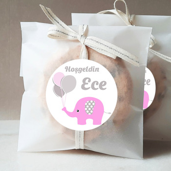 Pembe Fil ile Balonlar Temalı Sticker