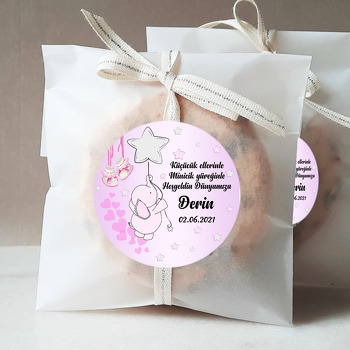 Pembe Fil ile Yıldız Balon Temalı Sticker