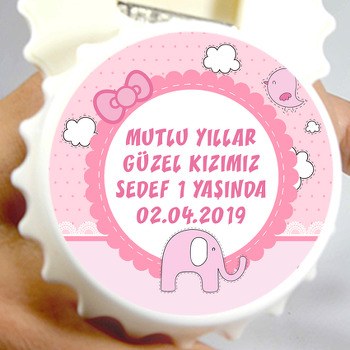 Pembe Fiyonk Temalı Kapak Şekilli Magnet Açacak