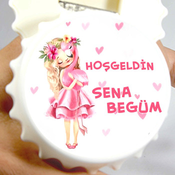 Pembe Flamingo ile Sevimli Kız Temalı Kapak Şekilli Magnet Açacak