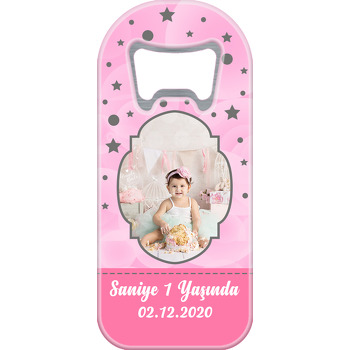 Pembe Fonda Gri Çerçeve ile Yıldızlar Temalı Doğum Günü Uzun Açacak